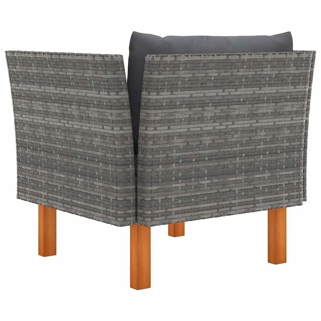 Outdoor Sectional Sofa Garden Lounger PE Rattan Eucalyptus Wood Grey Seating