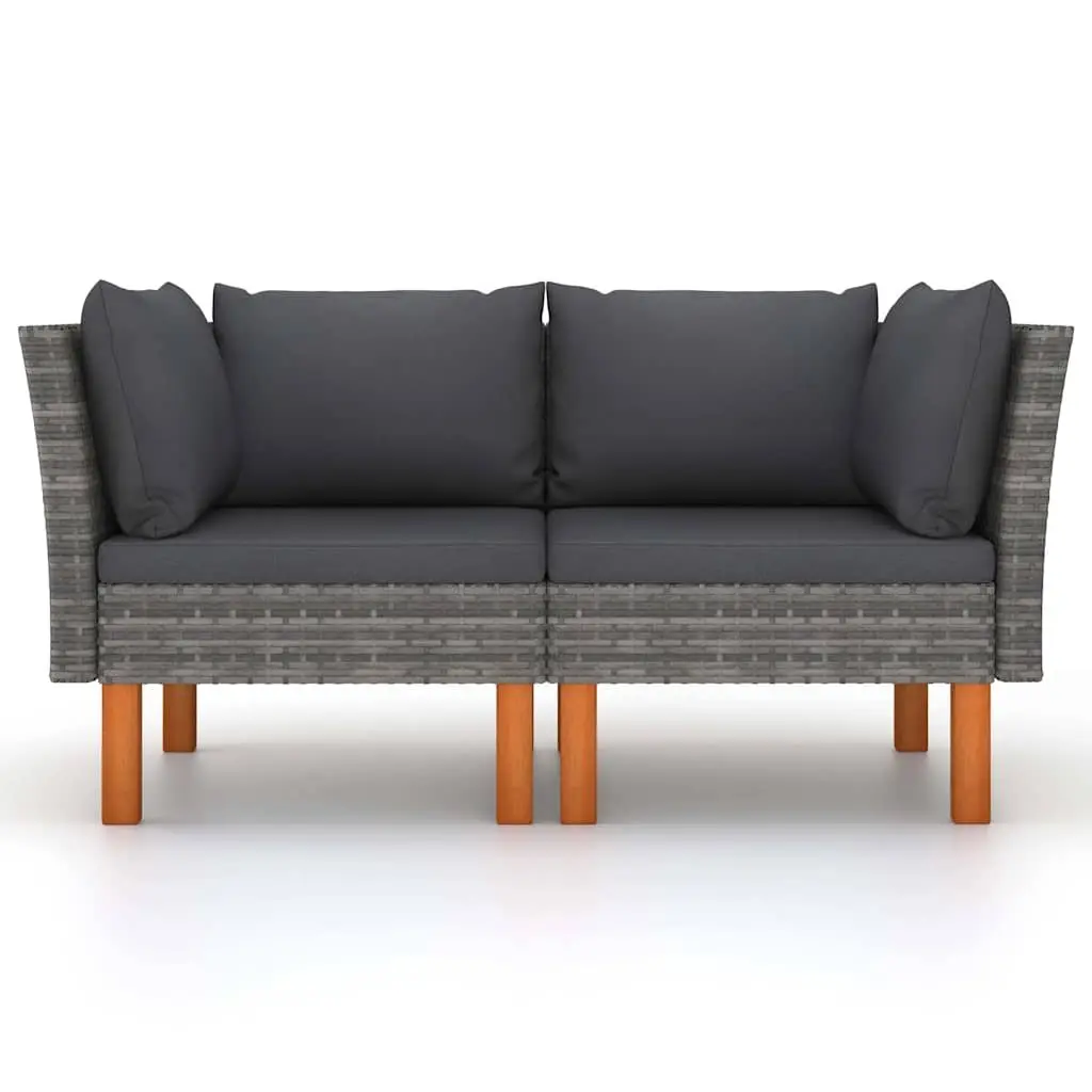 Outdoor Corner Sofa Set Grey 2 Piece Rattan Furniture