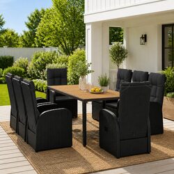 Friendly 9 Piece Black Outdoor Dining Set for You