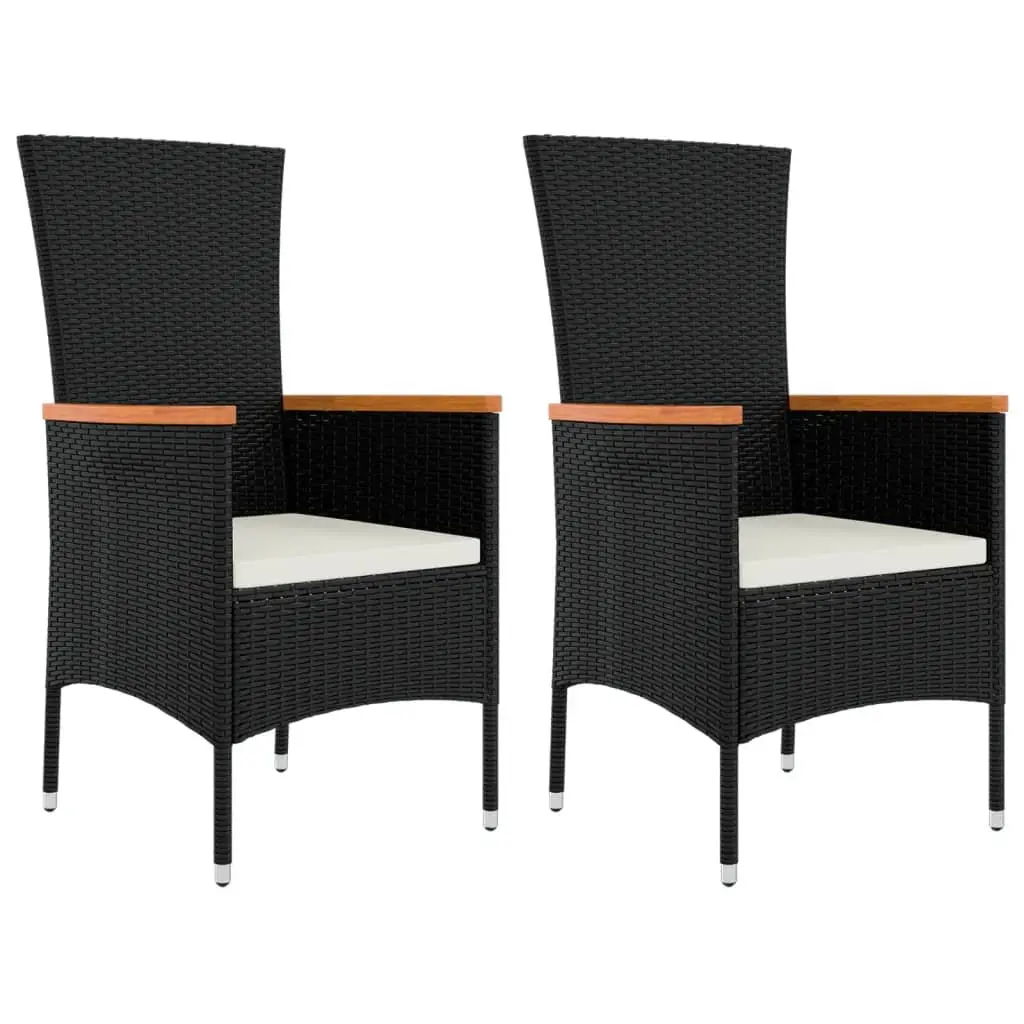 Garden Lounge Set Black PE Rattan 3 Piece Outdoor Furniture with Cushions