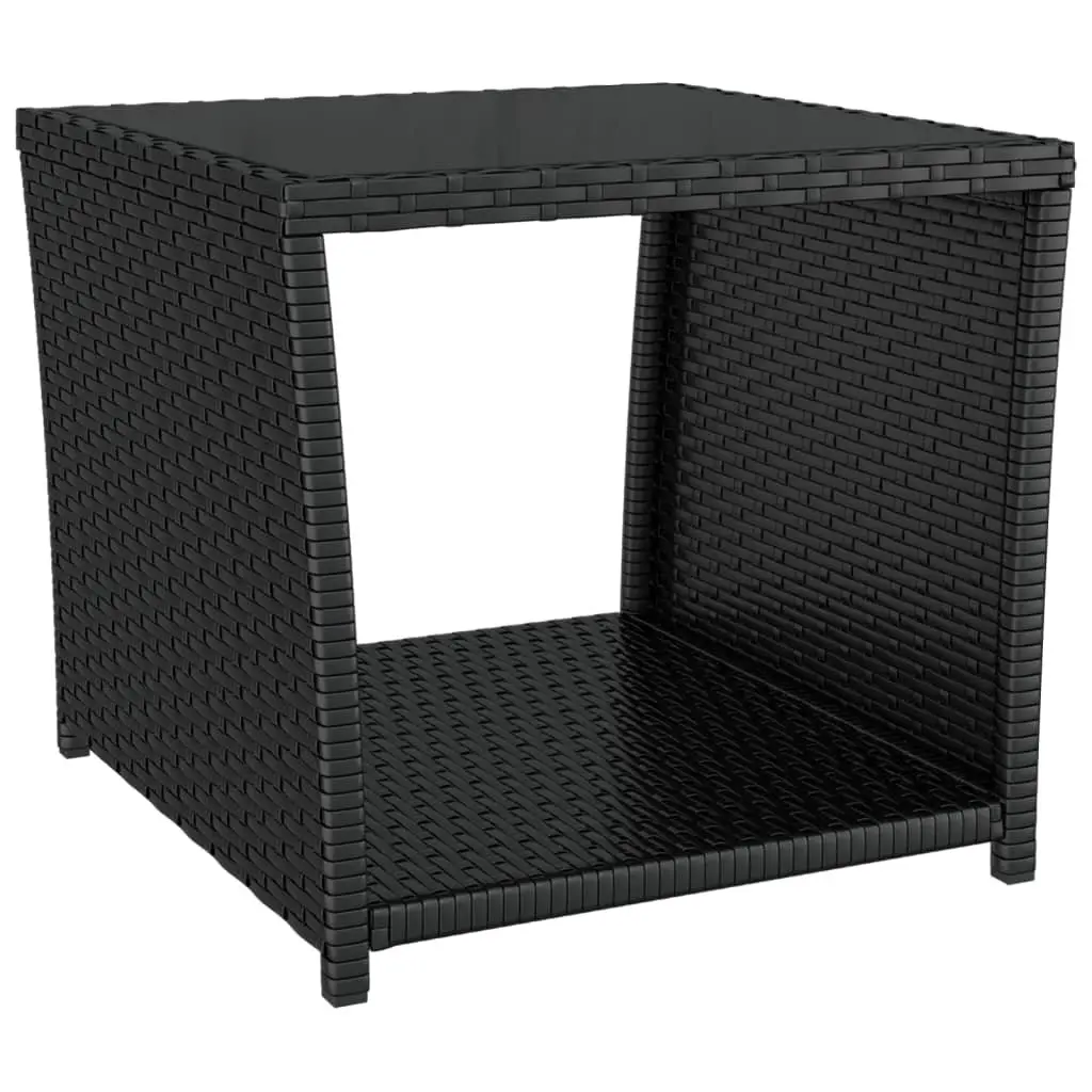 Outdoor Garden Lounge Set 2 Piece Black Rattan Reclining Chair Side Table