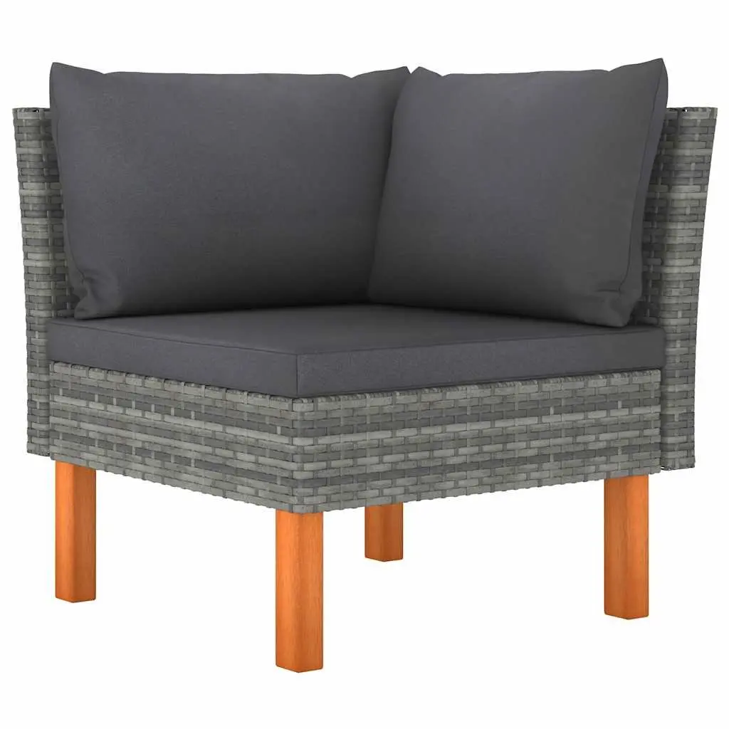 Outdoor Lounge Set 3 Piece Grey Sectional Sofa Rattan with Cushions