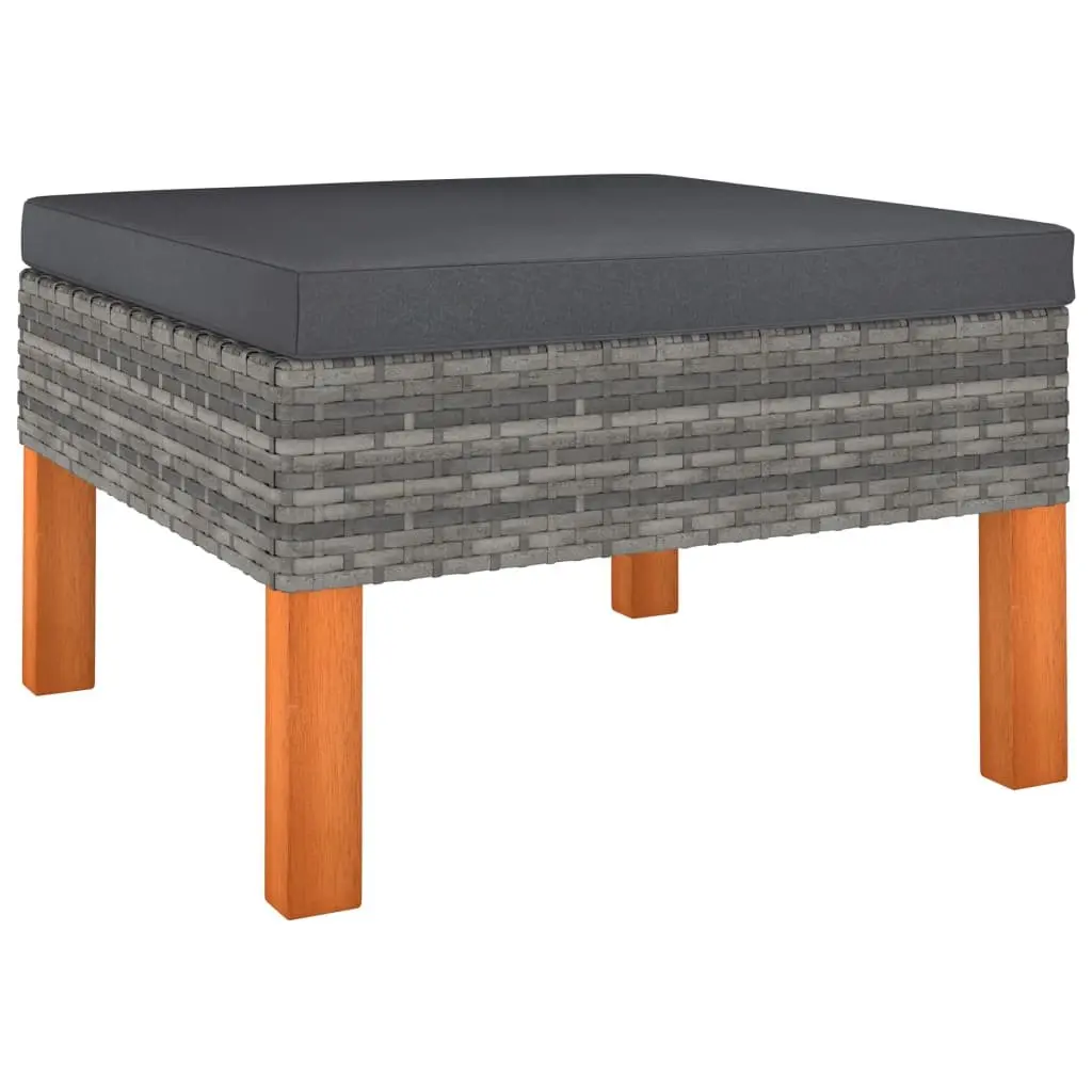 Outdoor Lounge Set 3 Piece Grey Sectional Sofa Rattan with Cushions