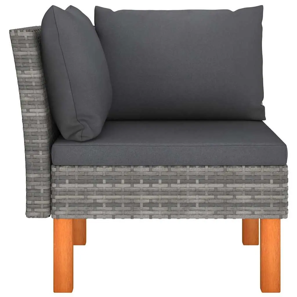 Outdoor Lounge Set 3 Piece Grey Sectional Sofa Rattan with Cushions