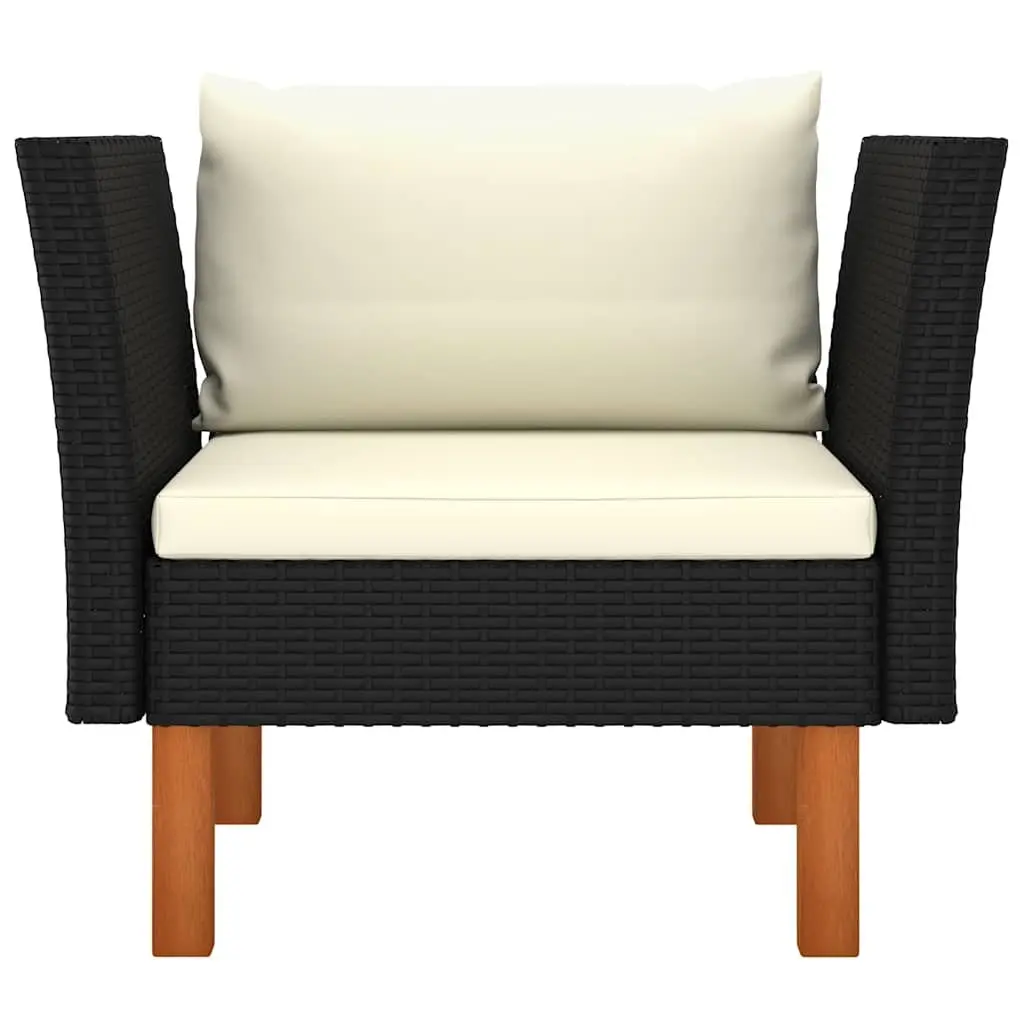 Poly Rattan Lounger Outdoor Sectional Sofa with Cushions Black