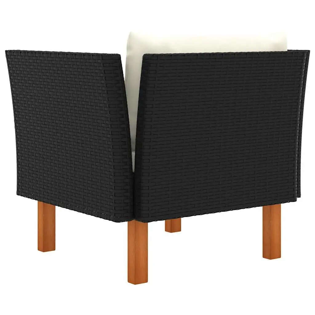 Poly Rattan Lounger Outdoor Sectional Sofa with Cushions Black