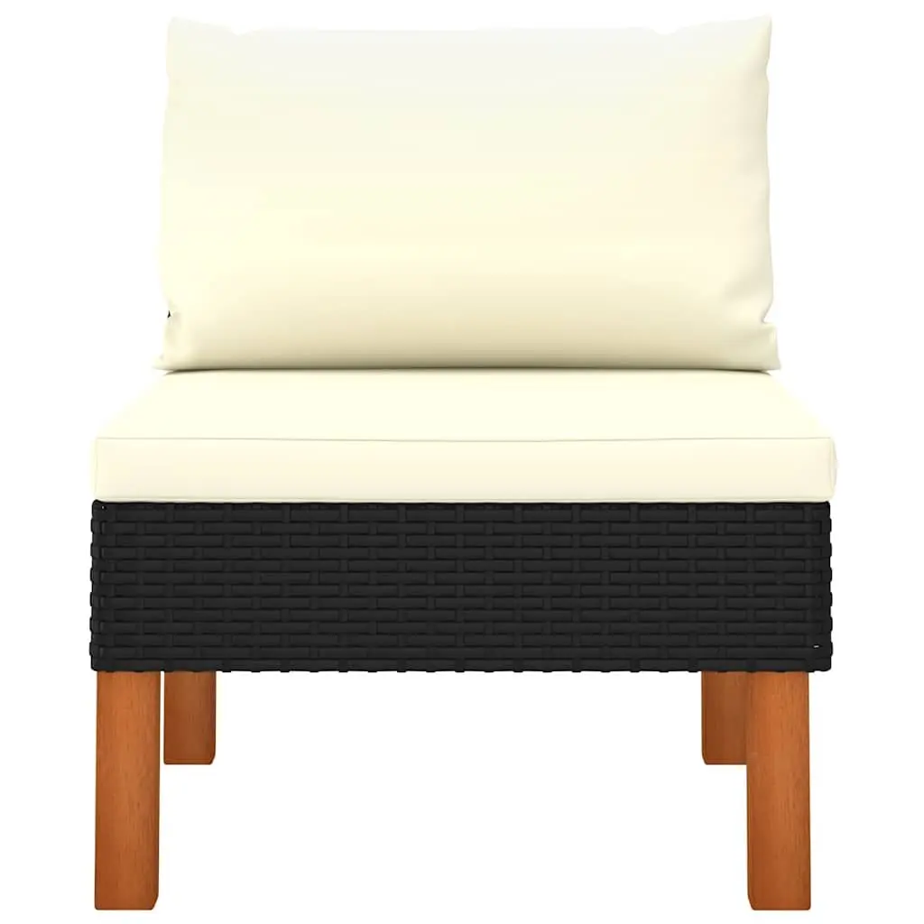 Outdoor Rattan Sectional Middle Sofas 2 Piece Black
