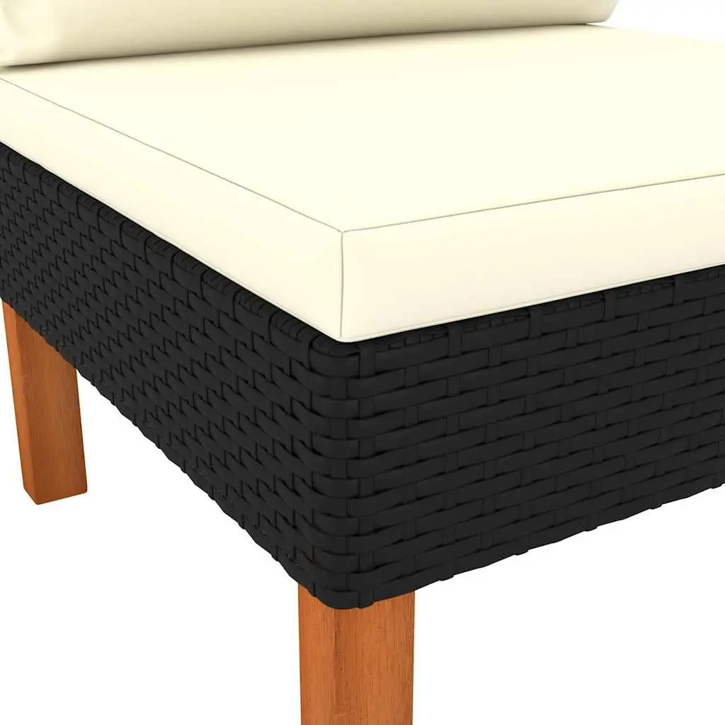 Outdoor Rattan Sectional Middle Sofas 2 Piece Black