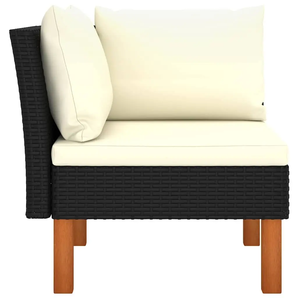 3 Piece Outdoor Garden Lounge Set PE Rattan Steel Frame Eucalyptus Wood