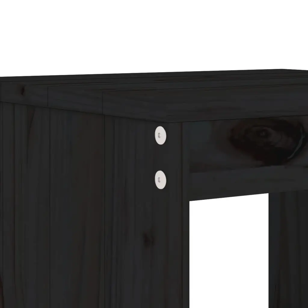 Garden Bistro Set Black Solid Pine Wood 3 Piece Outdoor Furniture Table Stools