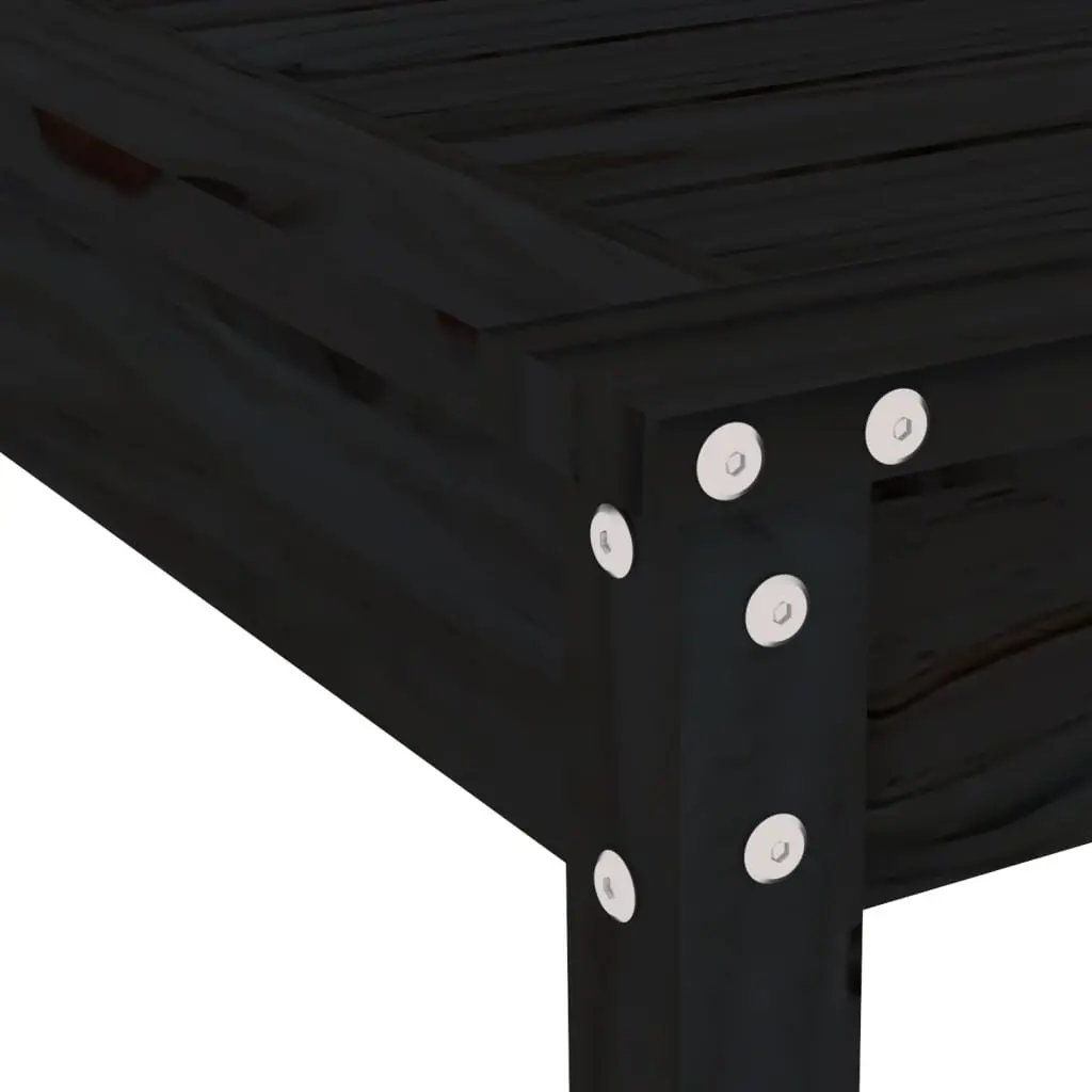Garden Bistro Set Black Solid Pine Wood 3 Piece Outdoor Furniture Table Stools