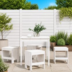 5 Piece Garden Dining Set Solid Pine Wood White Patio Outdoor Furniture Table