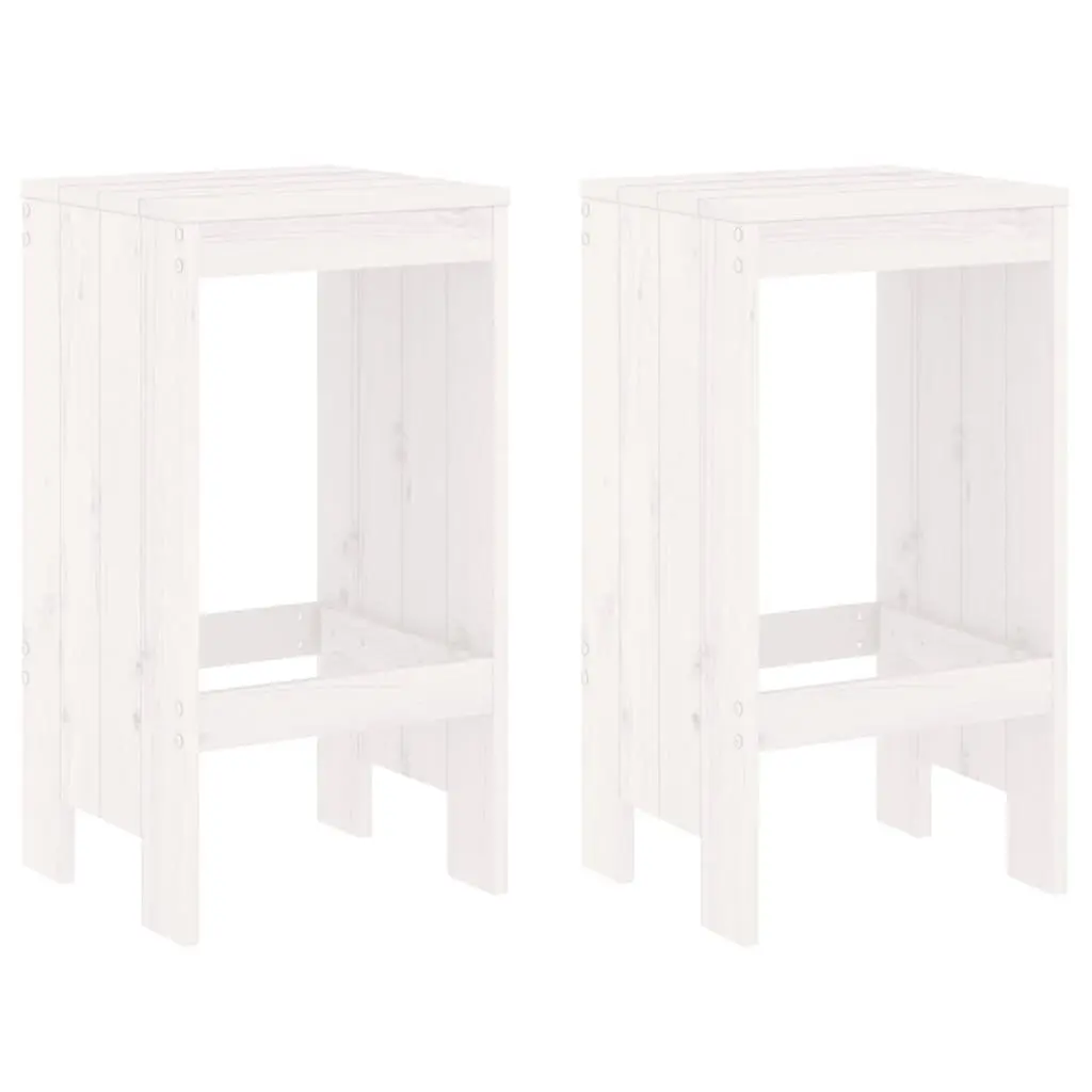 Garden Bar Set 3 Piece Outdoor Furniture White Wooden Patio Stools Table