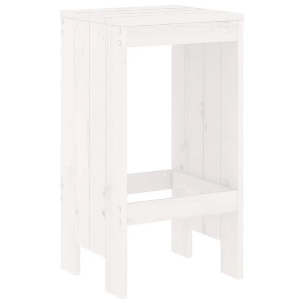 Garden Bar Set 3 Piece Outdoor Furniture White Wooden Patio Stools Table