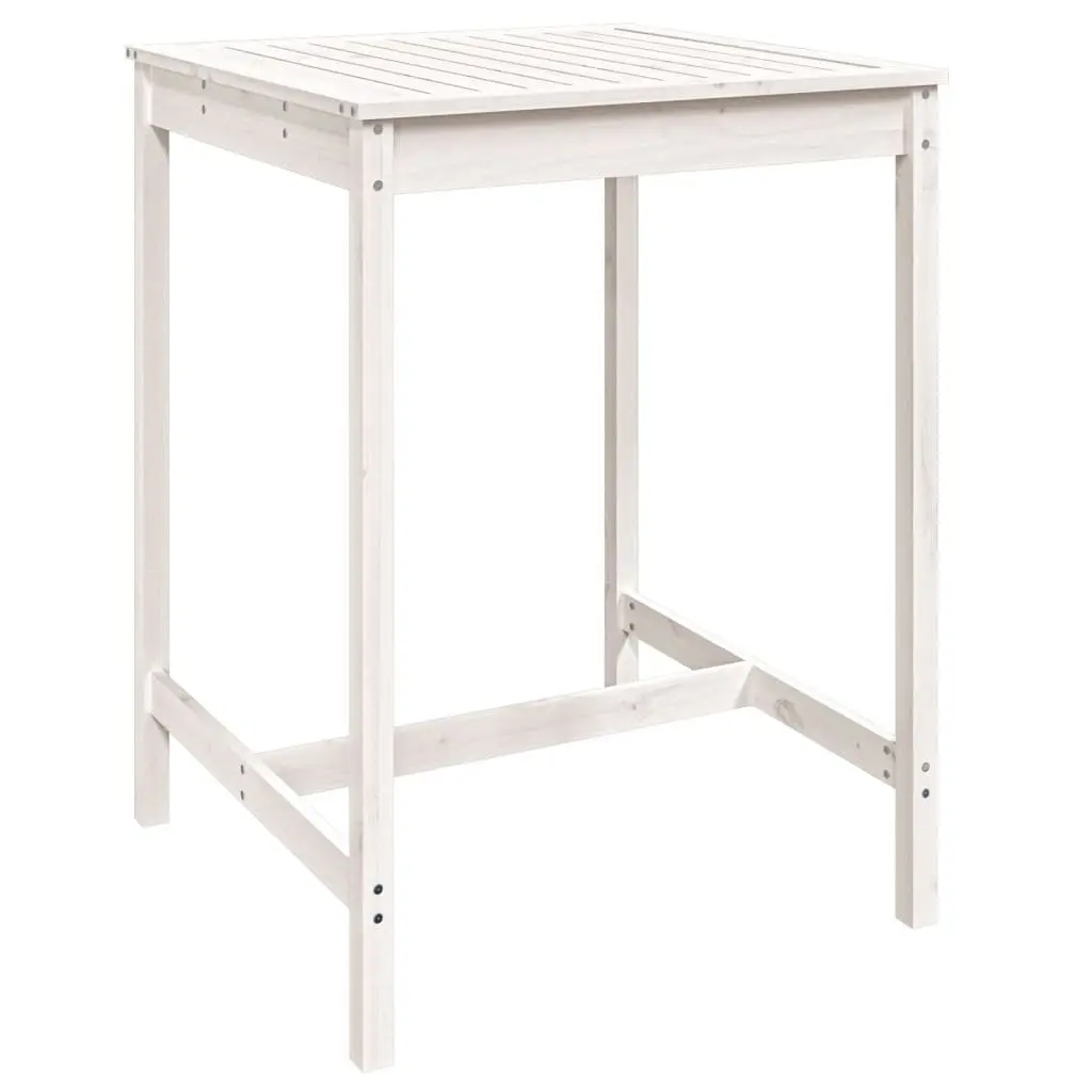 Garden Bar Set 3 Piece Outdoor Furniture White Wooden Patio Stools Table