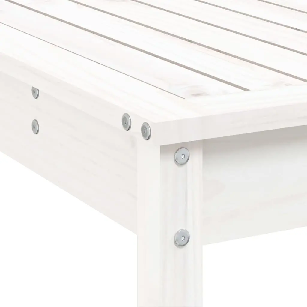 Garden Bar Set 3 Piece Outdoor Furniture White Wooden Patio Stools Table
