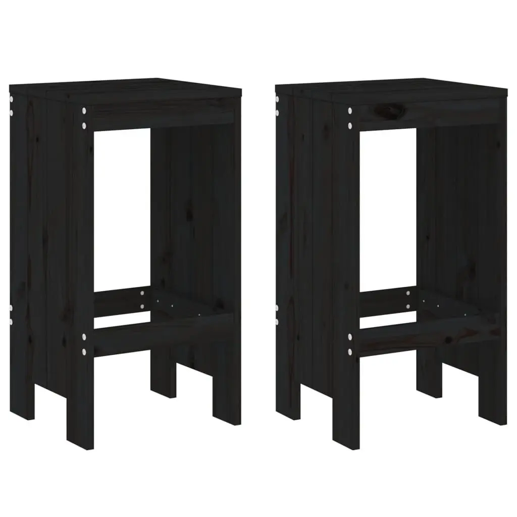 Garden Bar Set Black Solid Pine Wood 3 Piece Outdoor Patio Furniture