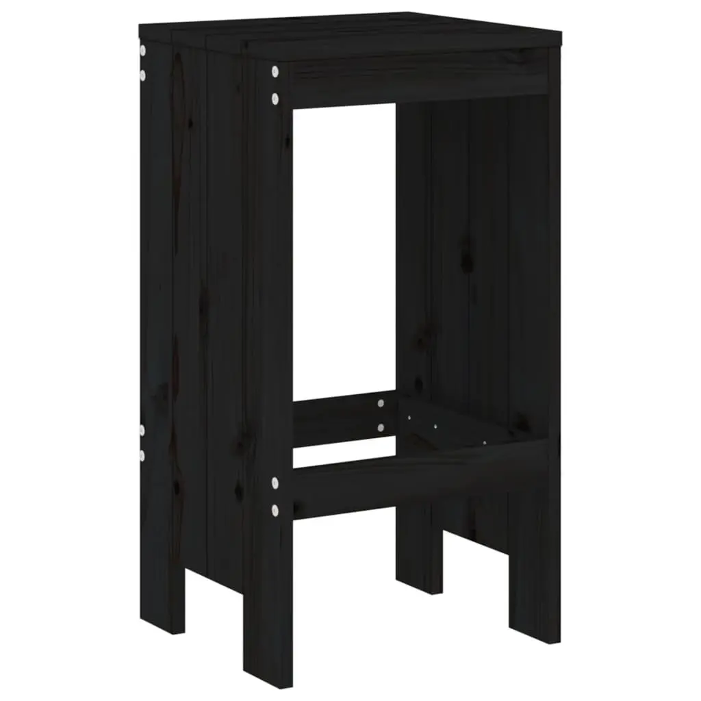 Garden Bar Set Black Solid Pine Wood 3 Piece Outdoor Patio Furniture