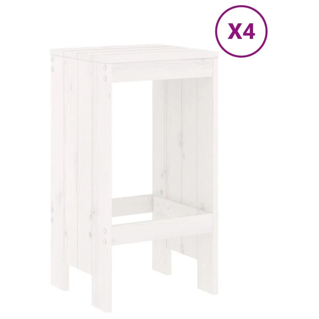 Garden Bar Set White Wood 5 Piece Outdoor Patio Furniture Stools Table