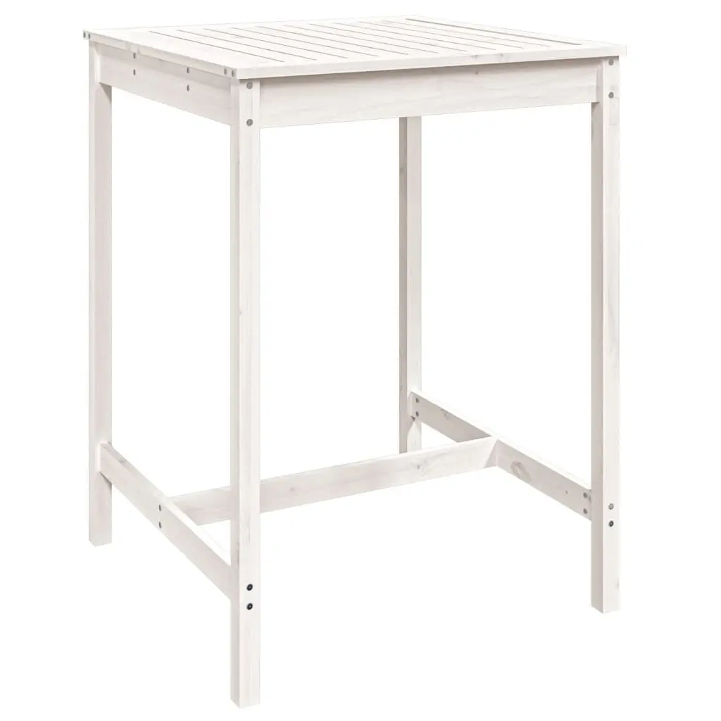 Garden Bar Set White Wood 5 Piece Outdoor Patio Furniture Stools Table