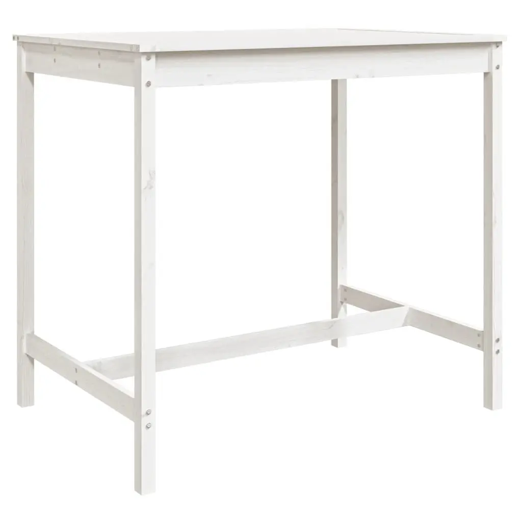 Garden Bar Set White Wood 5 Piece Patio Furniture Outdoor Dining Stools Table