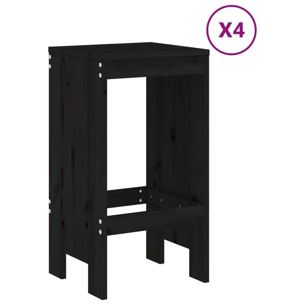 Garden Bar Set Wooden Outdoor Furniture 5 Piece Black Patio Dining Stools Table