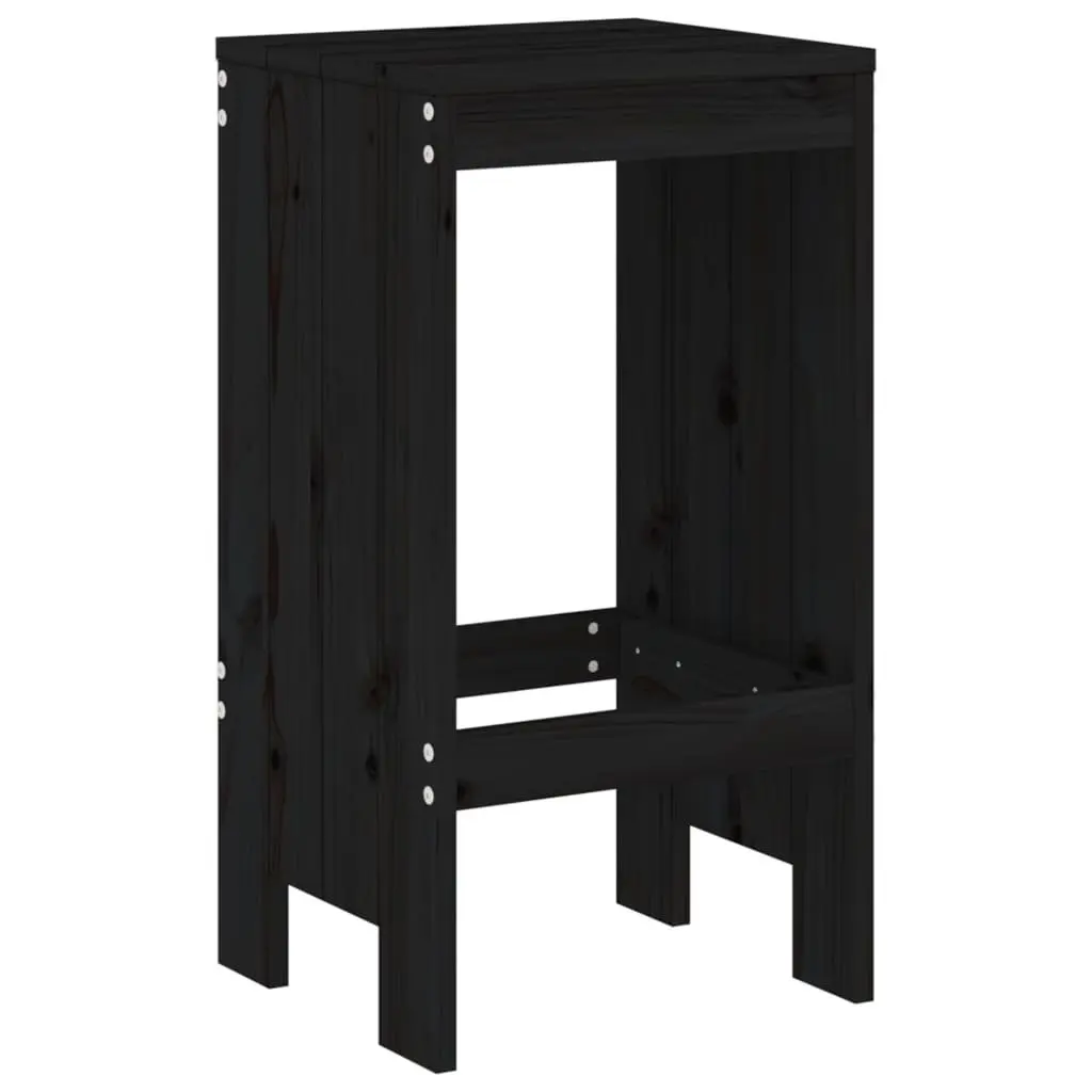 Garden Bar Set Wooden Outdoor Furniture 5 Piece Black Patio Dining Stools Table