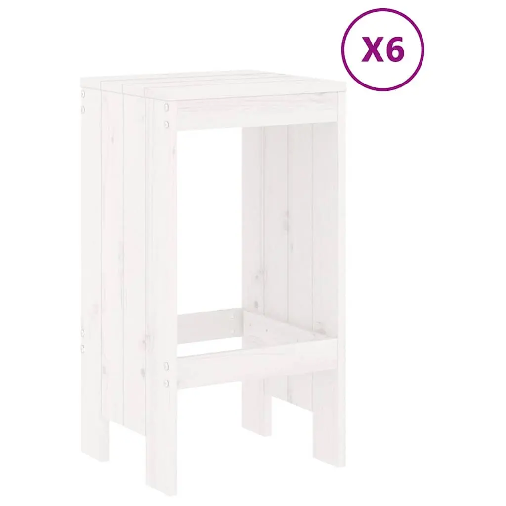 Garden Bar Set 7 Piece White Outdoor Furniture Patio Dining Solid Wood Stools
