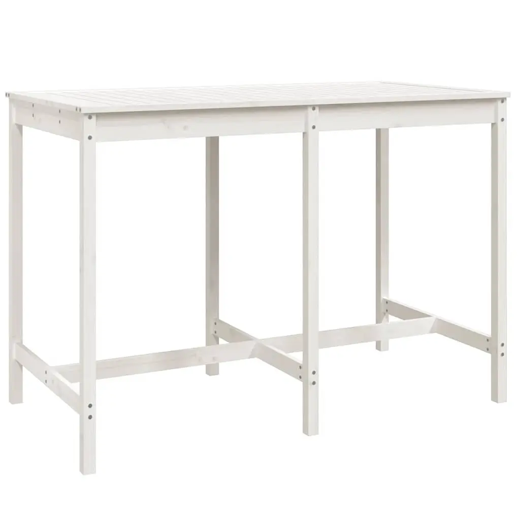 Garden Bar Set 7 Piece White Outdoor Furniture Patio Dining Solid Wood Stools