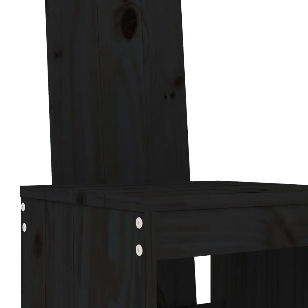 Garden Bar Set Black Wood 3 Piece Outdoor Furniture Patio Dining Stools Table