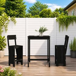 Friendly 3 Piece Garden Bar Set in Black Pine Wood