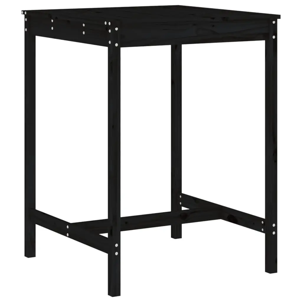 3 Piece Garden Bar Set Black Solid Pine Wood Outdoor Patio Furniture Table
