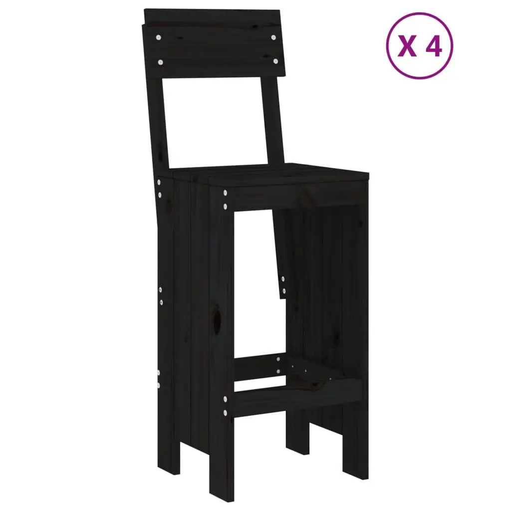 Garden Bar Set Black Wood 5 Piece Outdoor Furniture