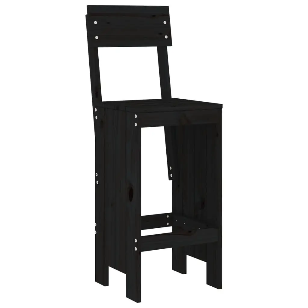 Garden Bar Set Black Wood 5 Piece Outdoor Furniture