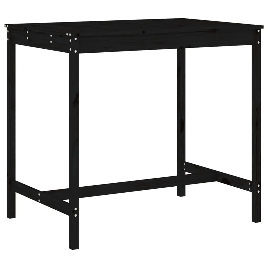 Garden Bar Set Solid Pine Wood 5 Piece Black Outdoor Furniture Patio Dining Stools Table