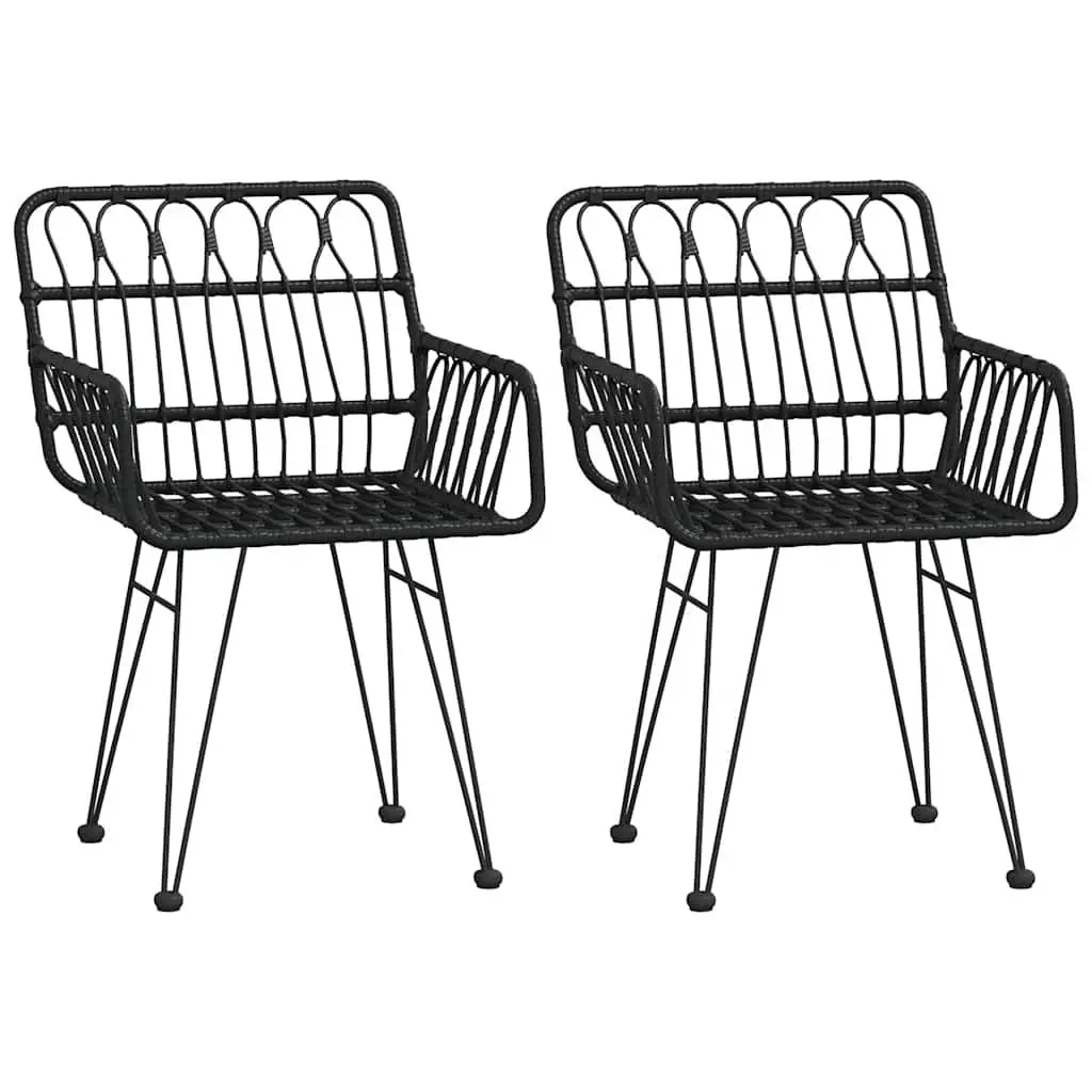 Outdoor Dining Set 3 Piece Black Poly Rattan Patio Table Chair