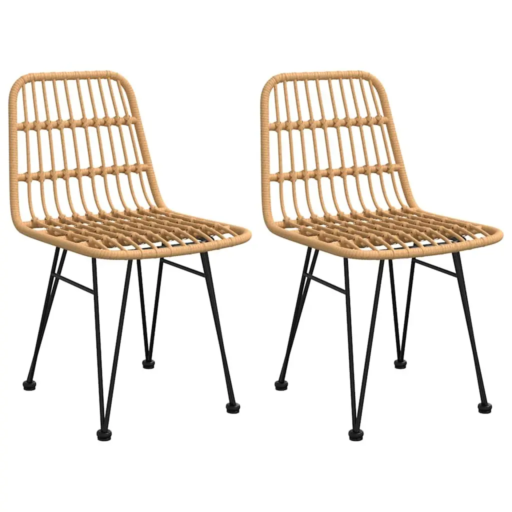Garden Dining Set Brown Poly Rattan 3 Piece Outdoor Furniture with Steel Frame and Tempered Glass Tabletop