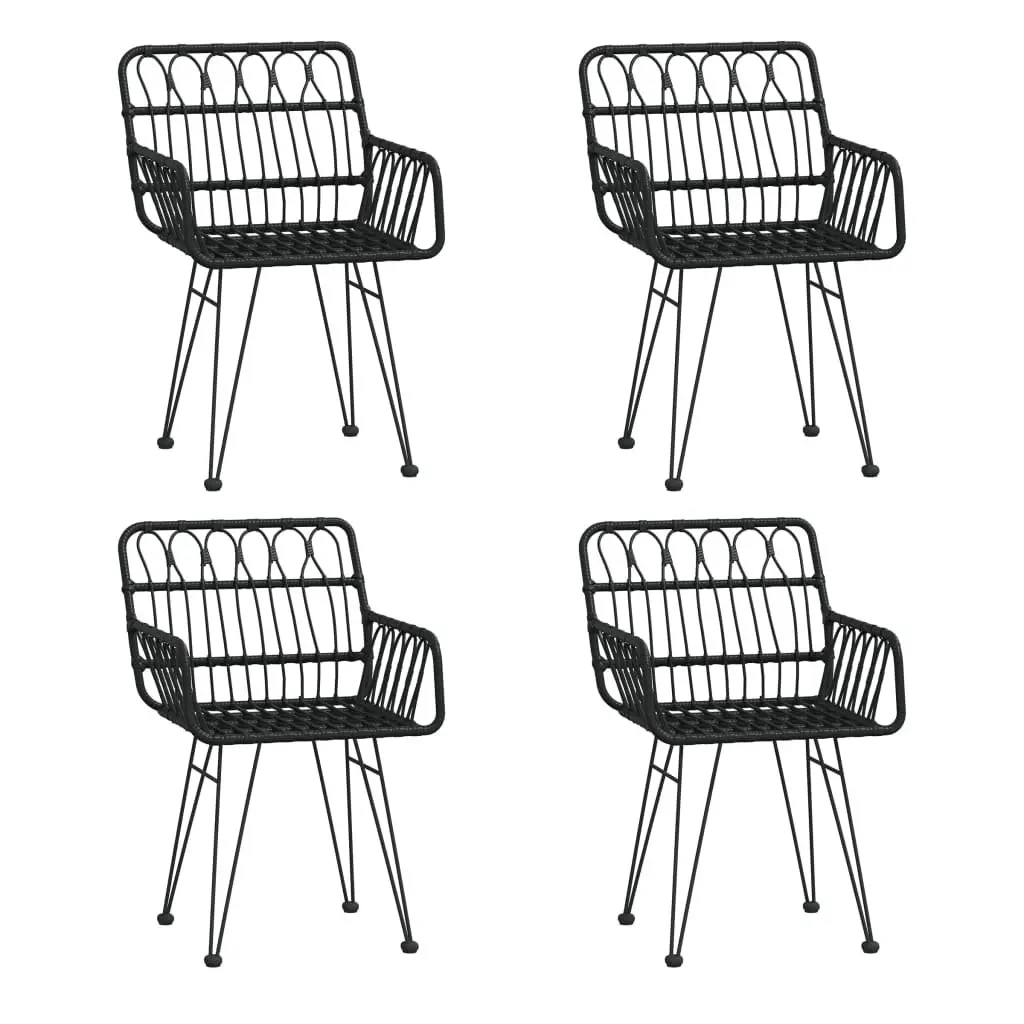 5 Piece Garden Dining Set Black PE Rattan Outdoor Furniture Patio Table Chairs