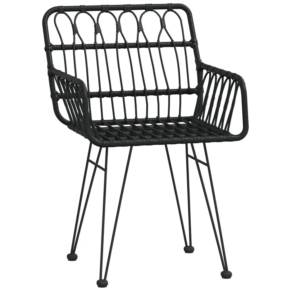 5 Piece Garden Dining Set Black PE Rattan Outdoor Furniture Patio Table Chairs