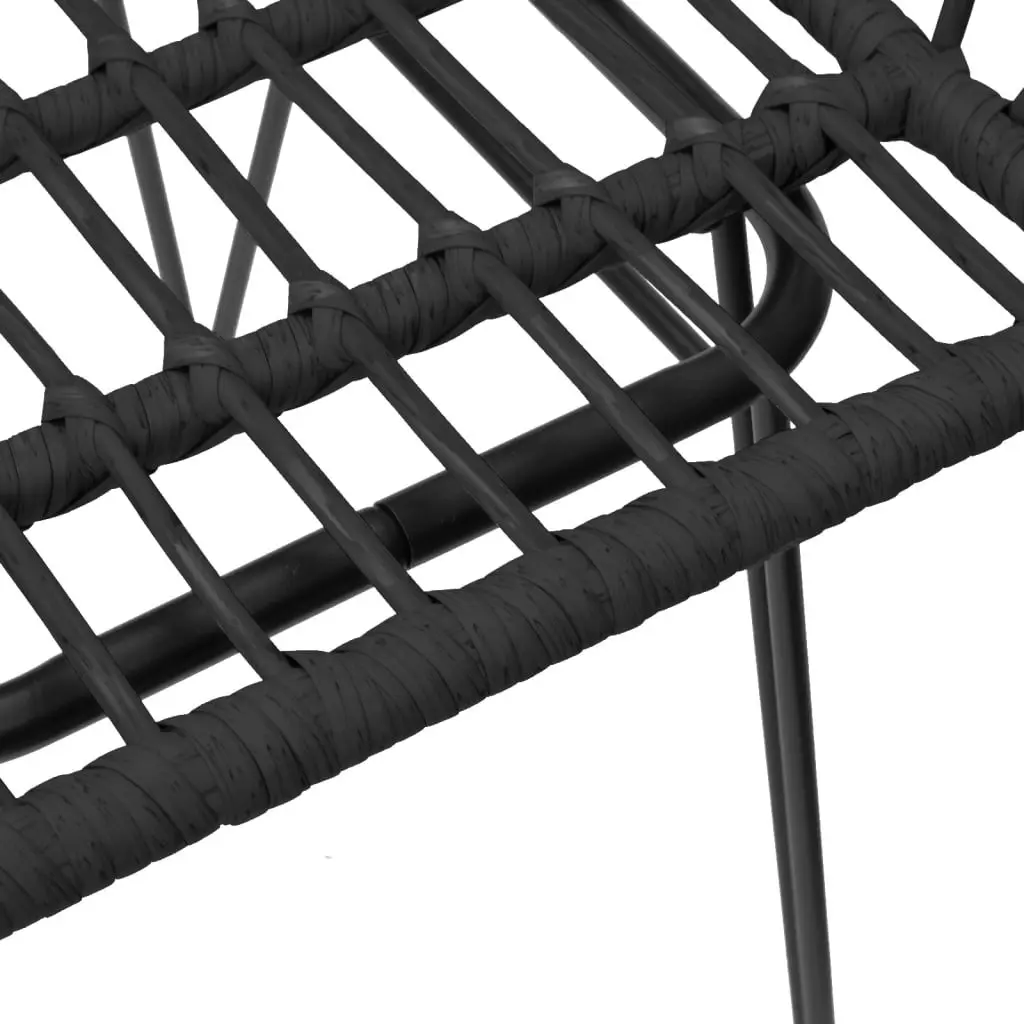 5 Piece Garden Dining Set Black PE Rattan Outdoor Furniture Patio Table Chairs