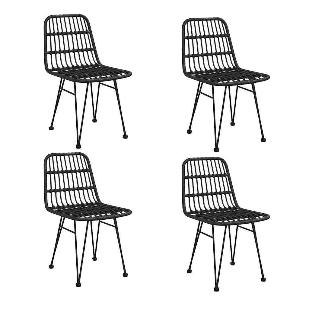 Garden Dining Set 5 Piece Black Outdoor Furniture Patio Rattan Table Chairs