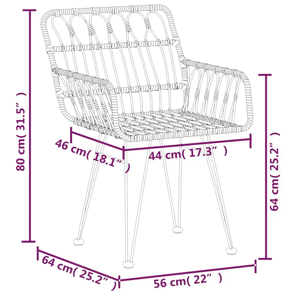 7 Piece Garden Dining Set Outdoor Patio Furniture Brown Poly Rattan Table Chairs