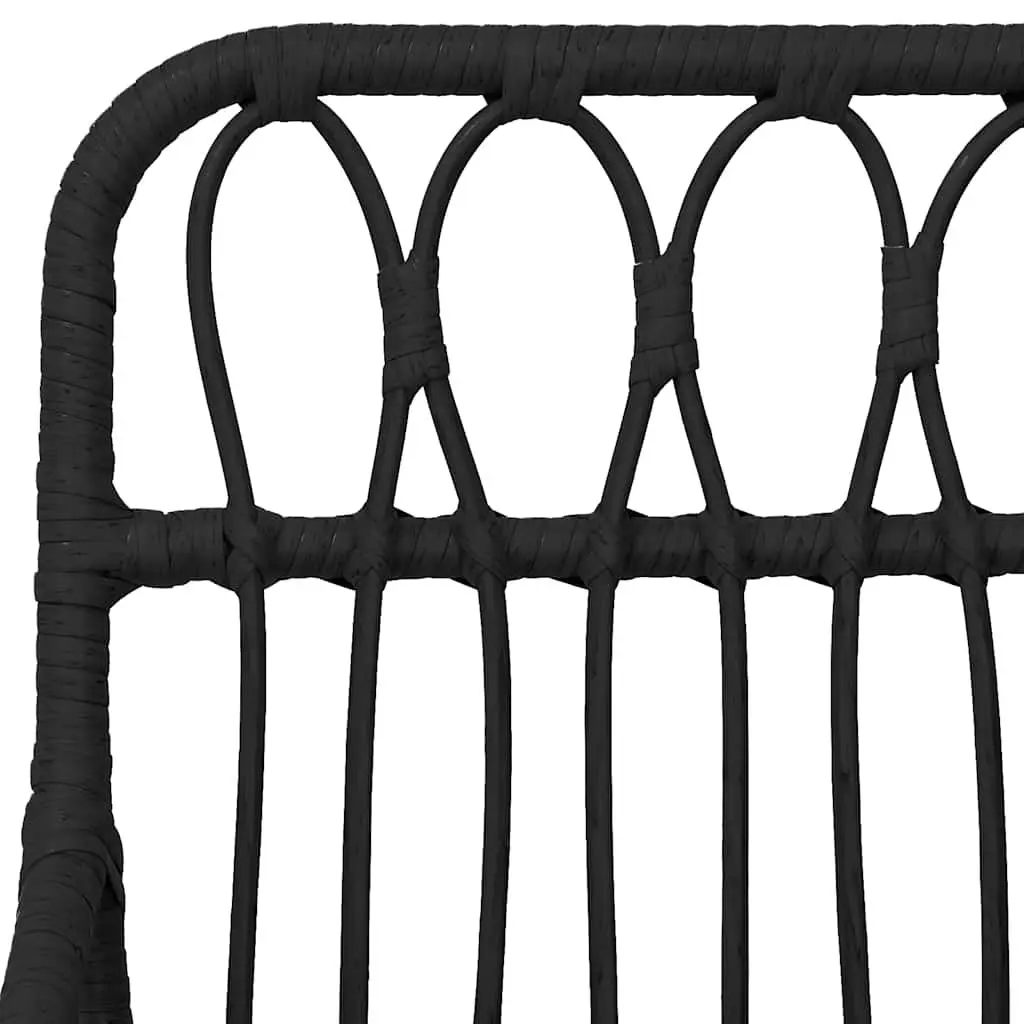 3 Piece Garden Dining Set Black Rattan Outdoor Patio Furniture