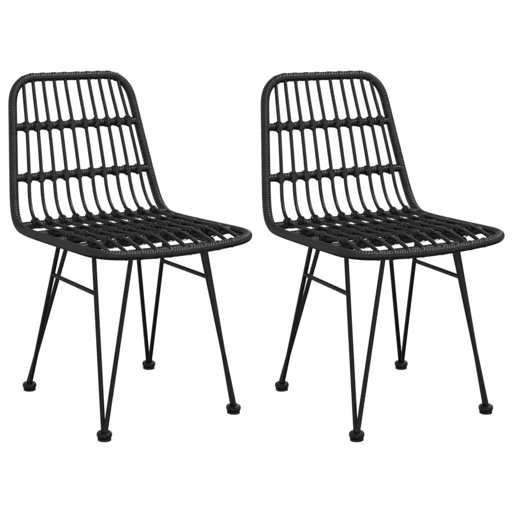 Outdoor Dining Set 3 Piece Black PE Rattan Garden Furniture