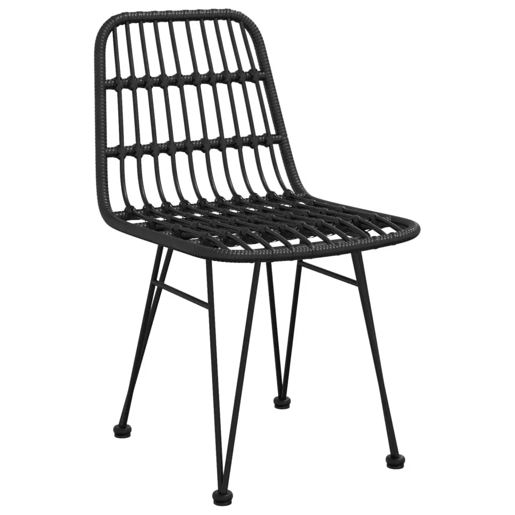 Outdoor Dining Set 3 Piece Black PE Rattan Garden Furniture