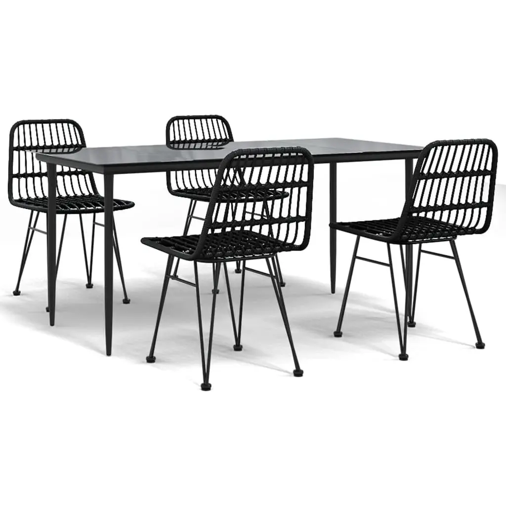 5-Piece Black Outdoor Dining Set