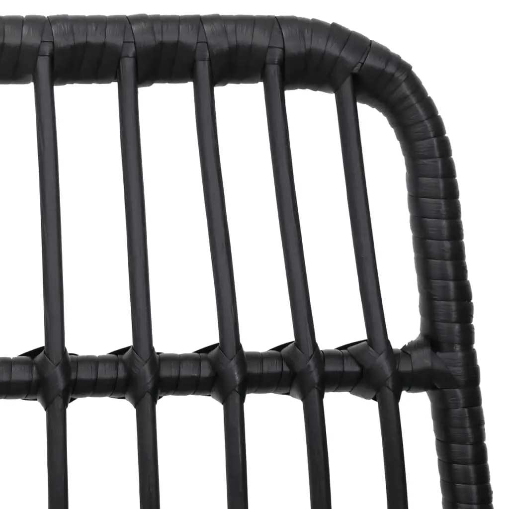 Outdoor Dining Set 7 Piece Black Poly Rattan Table and Chairs for Patio Garden