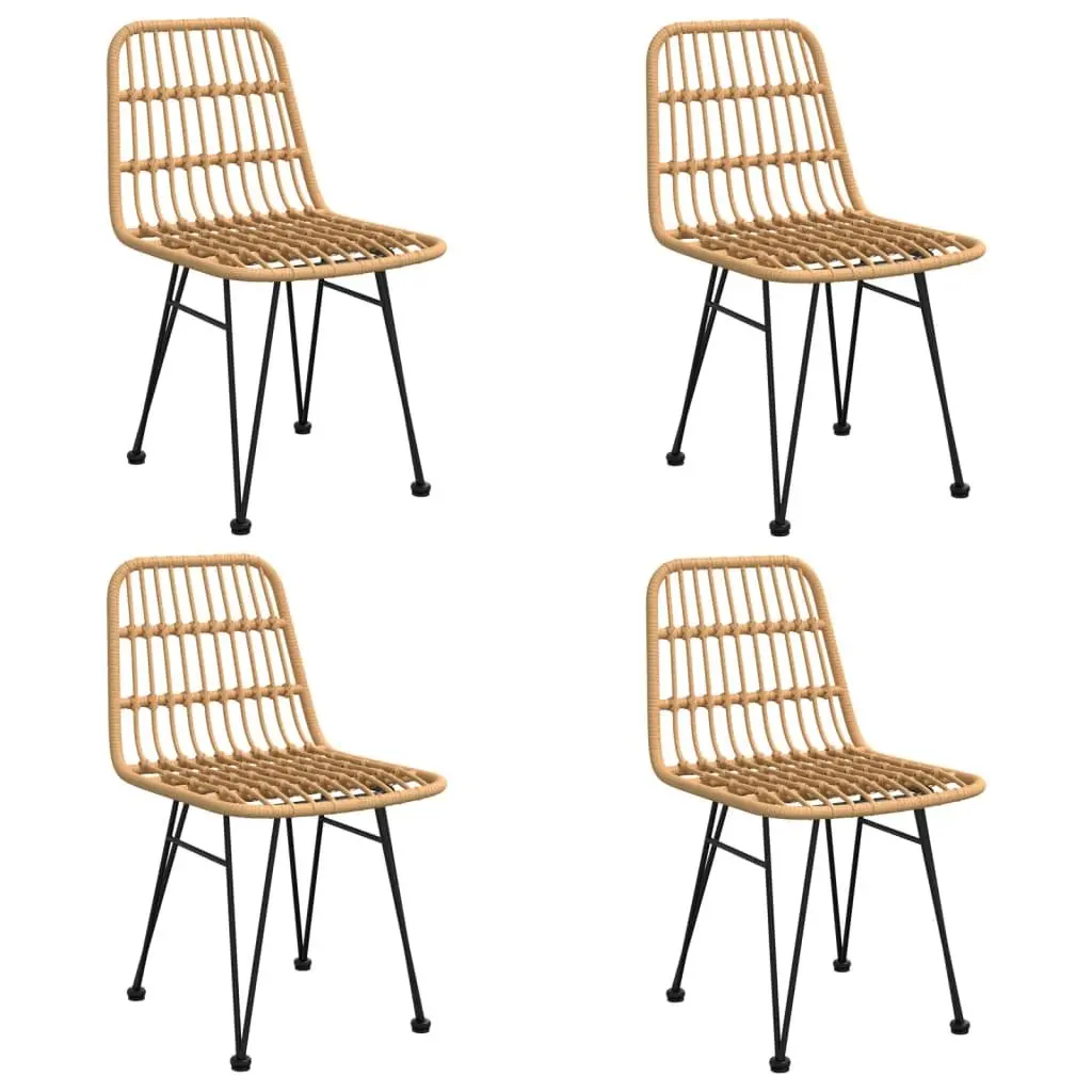 Garden Dining Set Brown PE Rattan 5 Piece Outdoor Furniture Table Chairs