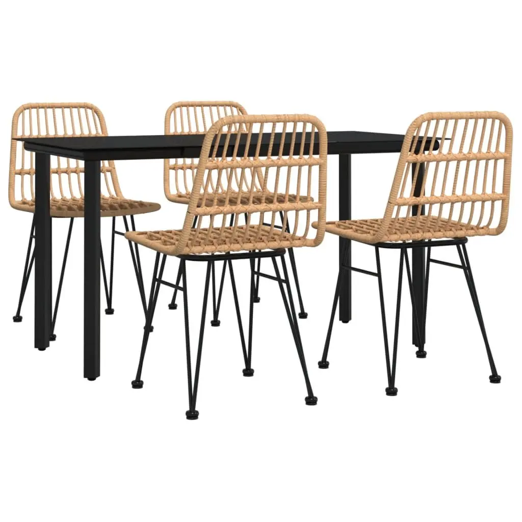 Garden Dining Set Outdoor Patio Furniture Brown Poly Rattan 5 Piece