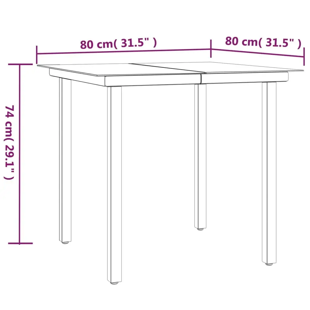 Outdoor Dining Set Black 3 Piece Garden Patio Furniture Table Chairs